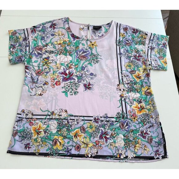 Liz Claiborne Career Silky Purple Flora Blouse Womens XL NWT Shirt Top Boho - Picture 5 of 15
